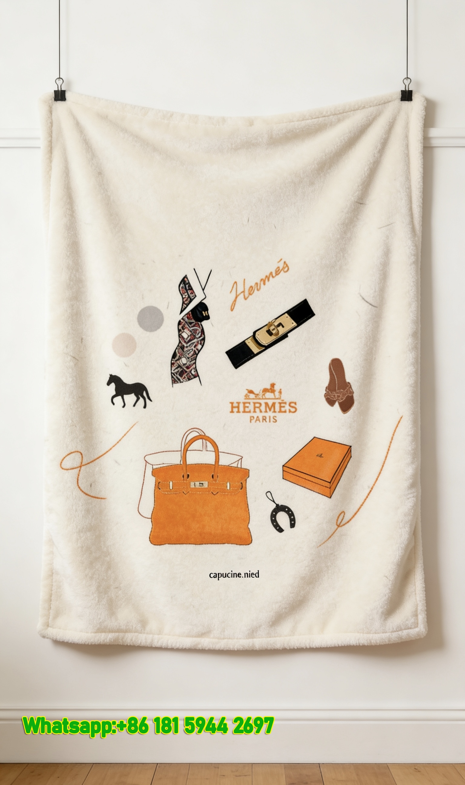 Minimalist Hermès Birkin Bag Icon Flannel Throw Blanket IMG_5047